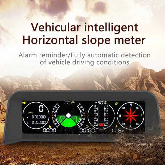 X90 GPS Speed HUD – Smart Inclinometer, Car Compass & Slope Meter with Clock, Latitude/Longitude Display