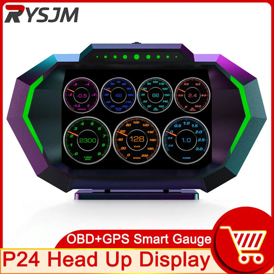 AD Digital Car LCD HUD – GPS + OBD2 Head-Up Display with Slope Meter & Speed Alarm